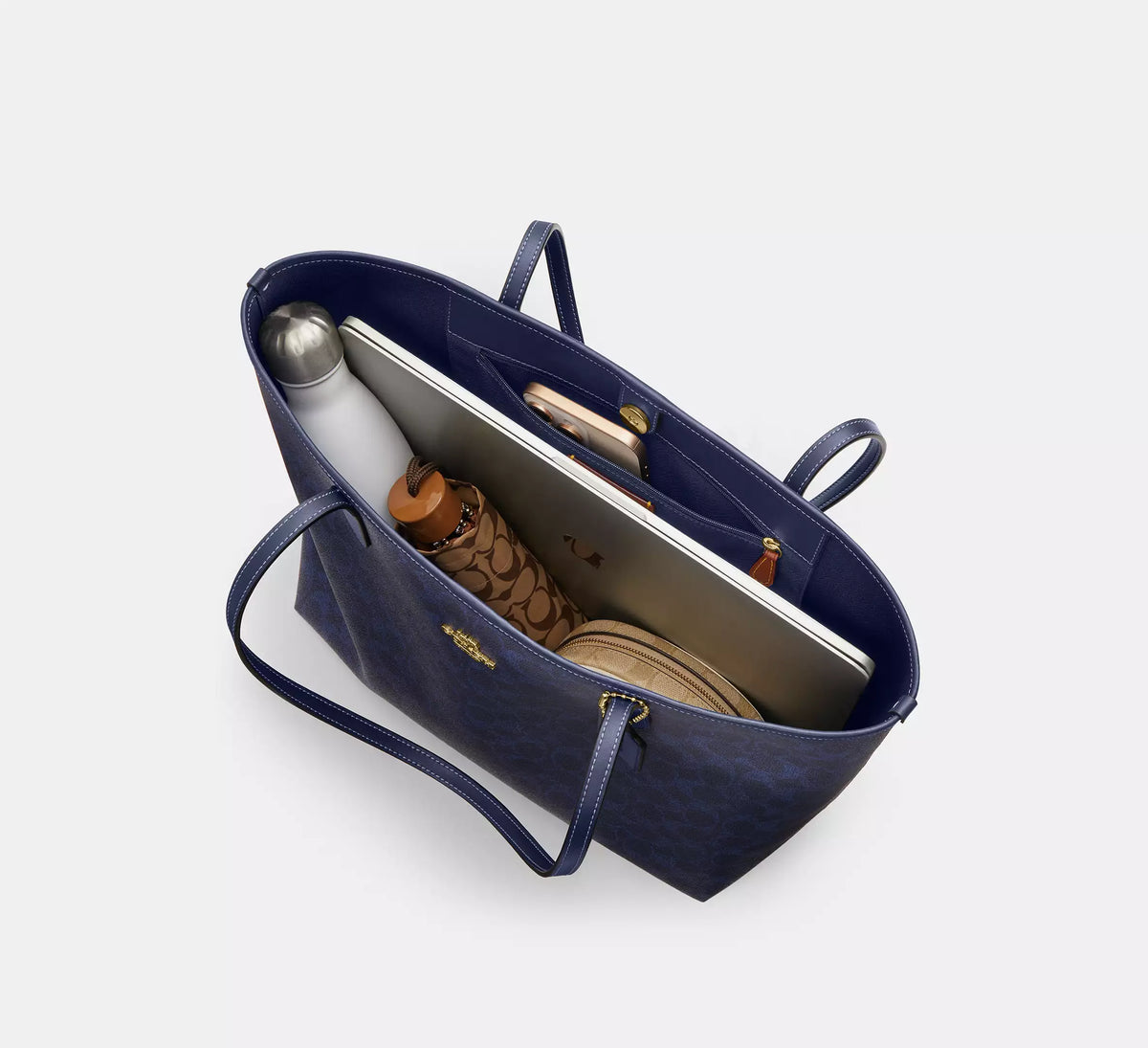 Torebka Coach Gallery Tote in Signature Canvas – Midnight Navy / Blue (Granatowa / Monogram)