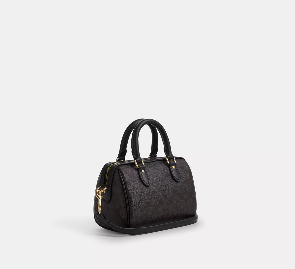 Torebka Coach Mini Rowan Crossbody Bag in Signature Canvas – Brown / Black (Brązowa / Monogram)